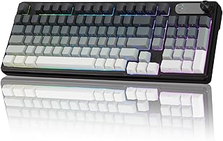 Compare UCHUANG Gaming Keyboard, 95% RBG Backlit Wired Keyboard, Side Printed Waterproof 98 Keys Quite Keyboards with Number Pad Quick Response PBT Keycaps for WindowsMacOSAndroid PC Gamers  Black&White at KSA Price