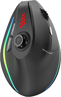 Compare TRELC Wireless Gaming Mouse with 5 D Rocker, 24000 DPI11 Programmable Buttons, Ergonomic Mouse for 2 Devices Connection BT+2.4GHz, Vertical Rechargeable Mice for PCLaptopESportsGamer Black at KSA Price