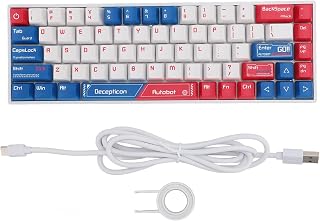 Compare 60% Mechanical Gaming Keyboard, 68 Key Ultra Compact Mini Keyboard with Red Switches, RGB Backlit Computer Keyboard, Cordless 2.4G BT Type C Wired, for Laptop PC at KSA Price