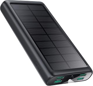 Compare Power Bank 26800 mAh, 15 W PD3.0 A USB C Solar Power Bank, Fast Charging Function, Solar Charger, 5 Outputs, Portable External Mobile Phone Batteries with LED Torch for Camping, Compatible with iPhone at KSA Price