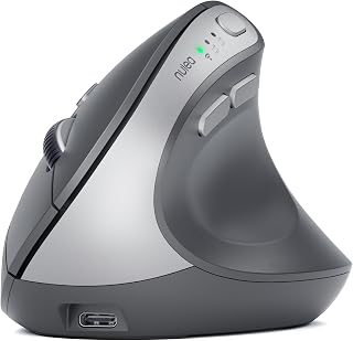 Compare Nulea MD280 Ergonomic Vertical Wireless Mouse  Bluetooth & 2.4G Dual Mode, 4 Adjustable DPI 800120016002400, Rechargeable, Silent Clicks, No Lag, 6 Buttons  Perfect for Laptop, Desktop Grey at KSA Price