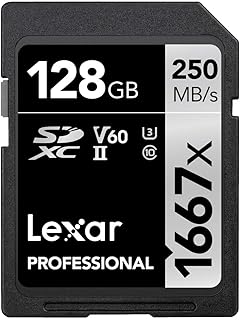 Compare Lexar Professional 1667x SD Card 128GB, SDXC UHSII Memory Card, Up to 250MBs Read, 120MBs Write, Class 10, U3, V60 SD for Professional Photographer, Videographer, Enthusiast LSD128CB1667 at KSA Price