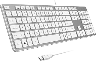 Wired USB Keyboard with Cover/Protector Skin, Low-Profile…