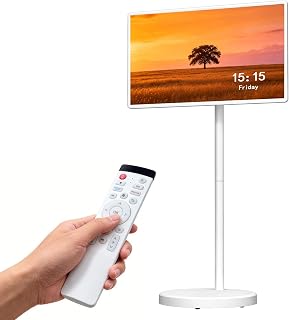 Compare VLH 32″ 1080P Smart Portable TV, Touch Screen Rolling TV, Builtin 38400mAh Battery, Android 15, 8+128GB Tablet TV on Wheels with Remote and Camera, 360° Rotation, Entertainment 10H at KSA Price