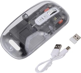 Compare Transparent Computer Mouse, 2.4G BT1 BT2 Mode USB Wireless Silent Click Gray at KSA Price