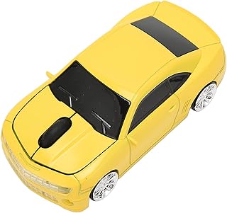 Compare DAUZ Cordless Mouse, Automatic Sleep Mode LED Light Race Car Shape Computer Mouse for Laptop for PC Yellow at KSA Price