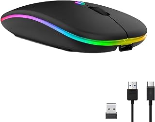 Compare IndoTeam Wireless Mouse – Bluetooth Mouse USB Mouse Wireless – Slim LED Bluetooth 5.2 + 2.4Ghz Rechargeable Wireless Mouse for Laptop Computer Mouse– Silent Mouse Wireless Bluetooth Mouse Laptop Mouse at KSA Price