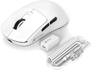Compare ATTACK SHARK R6 39g Superlight Wireless Gaming Mouse,PixArt PAW3950MAX 42000 DPI,MCU Nodic 52840 Computer Mouse,8K Polling Rate Web Driver,BT2.4GhzWired TriMode Mice with Coiled CableWhite at KSA Price