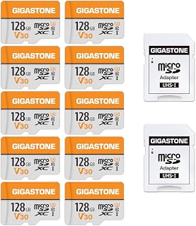 Compare Gigastone 128GB 10Pack Micro SD Card, 4K Video Pro, GoPro, Surveillance, Security Camera, Action Camera, Drone, 95MBs MicoSDXC Memory Card UHSI V30 Class 10, with 2 Adapters at KSA Price