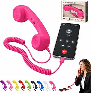 Compare Retro Phone Handset USBC Wired Cell Phone Receiver with Mic and Volume Rose Red at KSA Price