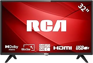Compare RCA 32 Inch 720P TV, Freeview HD Dolby Digital Audio DVB T2S2 HD LED Backlighting Display TV, HDMI USB Earphone Output Media Player Monitor PS5 Xbox, Small TV for Bedroom Kitchen Black at KSA Price