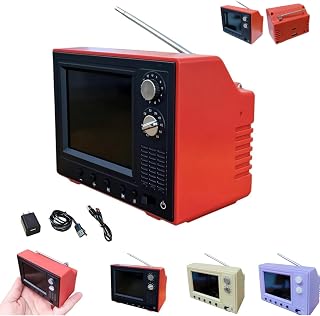 Mini Retro TV, Rechargeable Vintage TV with…