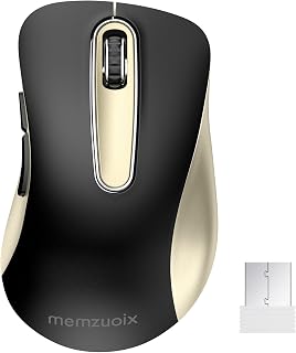 Compare memzuoix 2.4G Wireless Mouse, 1400 DPI Computer Mice with USB Receiver, Portable Wireless USB Mouse Battery Powered Cordless Mouse for Laptop, PC, Desktop, 5 Buttons Black Gold at KSA Price