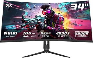 Compare KTC 34Inch Ultrawide Curved Gaming Monitor, 165Hz WQHD 3440X1440, 1500R, HDR, FreeSync & GSync, HDMI, DisplayPort, VESA, Tilt Swivel Height Pivot Adjustment, H34S18S at KSA Price