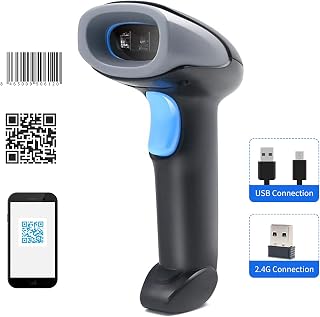 Compare Handheld Barcode Scanner 1D2DQR Code Scanner 2.4G Wireless & USB Wired Bar Code Compatible with Windows Mac Linux for Supermarket Retail Library Logistics Warehouse at KSA Price