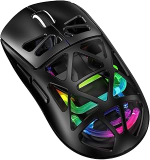 Compare M7 Lightweight Gaming Mice 2.4GBTWired 3 Modes Connectivity Transparent Hollow Rechargeable Computer Mice with LED Lights for PC Laptop at KSA Price