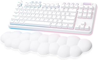 Compare Logitech G 715 LIGHTSYNC RGB Illuminated Wireless Gaming Keyboard, Touch Switches GX Coffee and Keyboard Palm Rest, Compatible with PC and Mac, Fog White at KSA Price