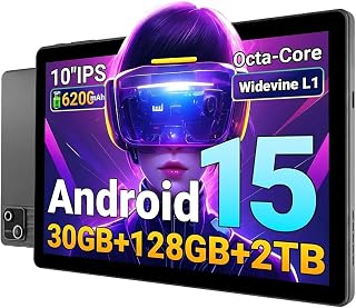 Compare Android 15 Tablet 10 Inch Tablet with 30GB RAM + 128GB ROM, Octa Core, Widevine L1, WiFi 6GBT 5.3, 6200mAh, Computer Mode Supported at KSA Price