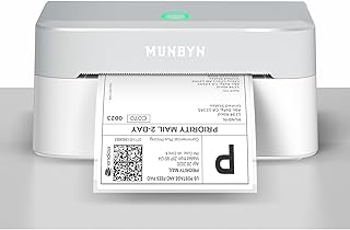 Compare MUNBYN Bluetooth Shipping Label Printer, 4x6 Thermal Label Printer for Small Business, Compatible with iPhone, Android, Windows, macOS, Etsy, Shopify, eBay, Royal Mail, DHL, DPD, Evri at KSA Price