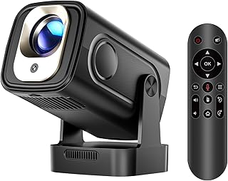 Compare Alwtniet Android 14 Mini Projector 4K & 8K Support 1080P Projector Auto Focus Auto Keystone Correction Smart Projector Home Cinema with WiFi 6 BT5.4, 180° Rotation HY310 at KSA Price