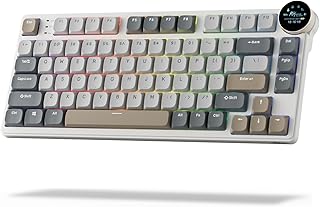 Compare RK ROYAL KLUDGE N80 Low Profile Mechanical Keyboard Smart Screen Knob Top Mount, 75% Wireless Keyboard, BT2.4GUSBC, Software Support, Solid Battery, 80 Keys, Brown Switches at KSA Price