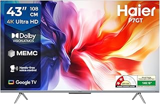 Compare Haier 108 cm 43 P7GT Series 4K Ultra HD Smart LED Google TV 43P7GTP Grey at KSA Price