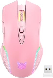 Compare PHNIXGAM Rechargeable Wireless Gaming Mouse, Ergonomic RGB Computer Mouse with 2.4G Receiver, RGB Backlight, Adjustable DPI Up to 3600, 7 Buttons Not Programmable for Windows Vista Linux Pink at KSA Price