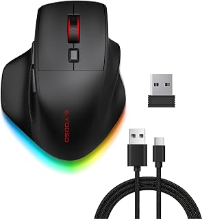 Compare XUANGUI Ergonomic Bluetooth Wireless Mouse Fio3 Rechargeable with RGB Lighting, TriMode Comfortable Computer Mice Cordless with Adjustable DPI & Polling Rate, Witeless USB Mouse with Thumb Rest at KSA Price