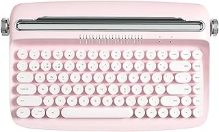 Compare YUNZII ACTTO B303 Wireless Typewriter Keyboard, Bluetooth Connection, Cute Retro Aesthetic Design with Integrated Stand for Tablet, Phone, PC and WinMacAndroid Baby Pink, B303 at KSA Price