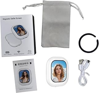 Compare Morelian 2.01 Inch Vlog Selfie Monitor Screen Magnetic Phone Back Camera Selfie Monitor for Live Streaming Portable Circular Display with 5.0 and Remote Shutter for Content Creators White at KSA Price