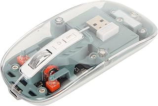 Compare Wireless Mouse, Full Transparent USB C Rechargeable Computer Mouse, BT5.1 2.4G Dual Mode, 4 DPI Colorful Breathing Lights Mute Mice for Laptop Computer Bean Paste Green at KSA Price