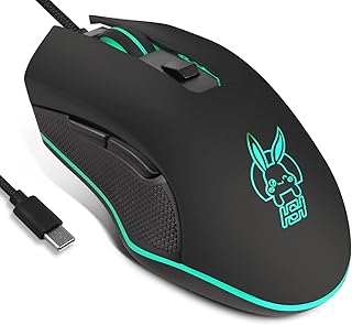 Compare IULONEE USB Type C Wired Mouse,Silent Computer Mouse Optical Gaming Mice Ergonomic 7 LED Backlight 2400 DPI 6 Buttons for Office Home Windows PC,Laptop,Desktop,Notebook,Macbook TypeC Black at KSA Price