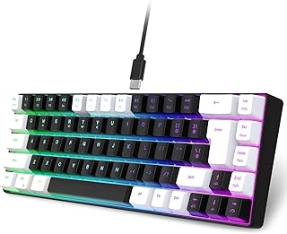 Compare Jectse 68 Keys Wired Gaming Keyboard, RGB Backlit Mini Keyboard, Mini Compact Keyboard with Multimedia Keys, for PC Computer White Black at KSA Price