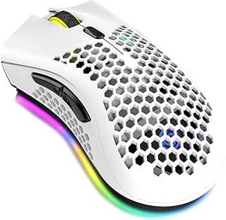 Compare Eacam 2.4G Wireless Gaming Mouse Rechargeable Mouse with RGB Light Effect 3 Adjustable DPI Hollowedout Honeycomb Design White at KSA Price