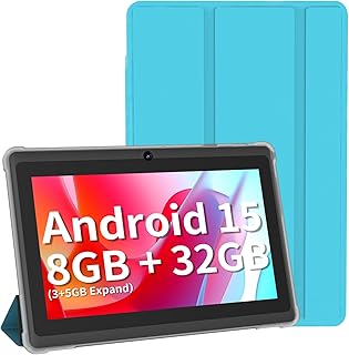 Android 15 Tablet 7 inch Tablets with Case,8GB+32GB+1TB…