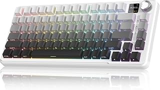 Compare RedThunder K75 Pro Wireless Mechanical Gaming Keyboard, TFT Screen & Knob, 75% TriMode, PreLubed Switches, RGB Backlit, Side Printed PBT Keycaps, Creamy Sound Gasket Computer Keyboard, Snow & Ash at KSA Price