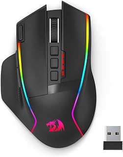 Compare Redragon Wireless Gaming Mouse, Ergonomic Mouse 16000 DPI with Rapid Fire Key, 9 Macro Buttons, 170Hour Durable Power Capacity and RGB Backlight WiredWireless Mouse for LaptopMacPC, M915WLRGB at KSA Price