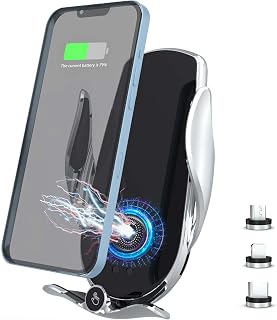 Compare Wireless Car Charger  15W Qi Fast Charging, Smart Sensor Air Vent Mount for iPhone and All Smartphones  OneHand Operation, 360° Rotation  Silver at KSA Price