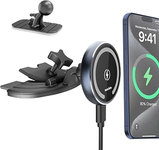 Compare MAGJIEYX For MagSafe CD Car Mount Charger, 15W Wireless Car Charger Strong Magnet with 3M Self Adhesive Dashboard Pad Stable CD Slot Phone Mount for iPhone 16 15 14 13 12 Pro Max Plus All at KSA Price