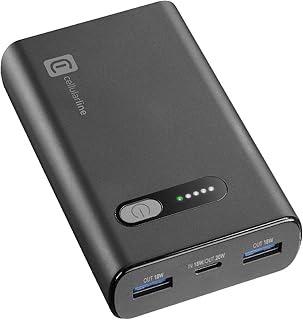 Compare Cellularline  Fast PD 10000  Portable fast charger  Power Delivery 10,000 mAh +72 hours charging time  USBC port: 18 Woutput: 20 W PD  2 USB ports: Output: 18 W  Black at KSA Price
