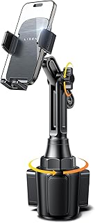 Compare LISEN Upgraded Version Cup Phone Holder for Car 360° Adjustable Long Neck Car Phone Mount Golf Cart Phone Holder, Truck Jeep Accessories for iPhone 17 Air Pro Max Samsung Google and All 47'' Phone at KSA Price