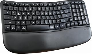 Compare Nulea RT08 Wave Keys Wireless Ergonomic Keyboard with Cushioned Palm Rest, 2.4GHz Ergo Cordless USB Computer Keyboard, Comfortable Natural Typing, for Laptop, Mac, Windows Black at KSA Price