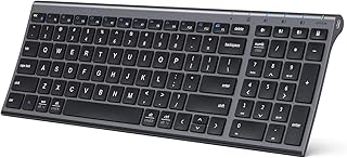 Compare iClever BK10 Bluetooth Keyboard, Wireless Rechargeable UltraSlim Keyboard with Long Battery Life, Compatible with iOS, Android, Windows, Mac for iPad, Tablet, Laptop, PC, Phone Gray Black at KSA Price