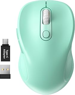 Compare WisFox 2.4G Wireless Mouse for Laptop, Ergonomic Computer Mouse with USB Receiver and TypeC Adapter, 3 Adjustable Levels, 6 Button Cordless Mice for Windows Mac PC Notebook Mint Green at KSA Price