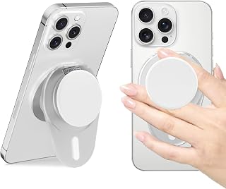 Compare Jfadg for Magsafe Phone Grip, Magnetic Phone Grip Holder with Adjustable Stand, Magneticc Collapsible Phone Pops Grip Stand Holder for Magnetic Socket, for iPhone 16 15 14 13 12 Series,Clear White at KSA Price