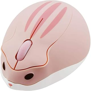 Compare Wireless Bluetooth Mouse Cute Cartoon Animal Hamster Shape Mouse Silent Portable Optical 1200 DPI Ergonomic Cordless Computer Mice with No USB Receiver for PC Laptop Tablet Mac iPad Girl GiftPink at KSA Price