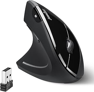 Compare Perixx PERIMICE713L, Wireless Ergonomic Left Handed Vertical Mouse, 6 Buttons Design, 3 Level DPI, Black at KSA Price
