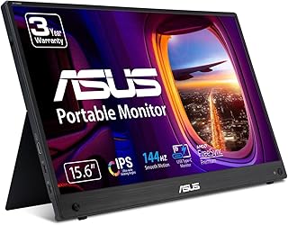 Compare ASUS ZenScreen MB16AHG portable monitor — 16 inch 15.6 inch viewable FHD 1920 x 1080, IPS, 144Hz, USBC, MiniHDMI, Freesync Premium™, Ergo kickstand, Tripod socket, Flicker Free, Low Blue Light at KSA Price