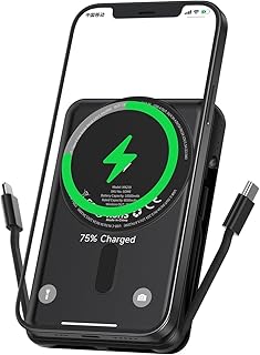 Compare Wireless Power Bank–Magnetic10,000mAh–3 USB Ports 1xType C + 1 for Lightning + 1 USB A 22.5W Type C Charging15W Wireless ChargingBuilt in Cables Type C & for Lightning for iPhone, Samsung at KSA Price