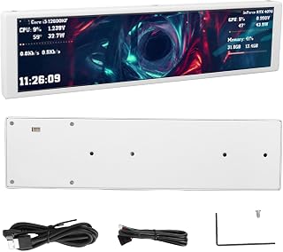 Compare 9.2in Computer Secondary Screen, 1920x462 FHD IPS Display for PC Case, Monitoring CPU GPU Temperature, Type C4PIN Wired, Dynamic Video Themes White at KSA Price
